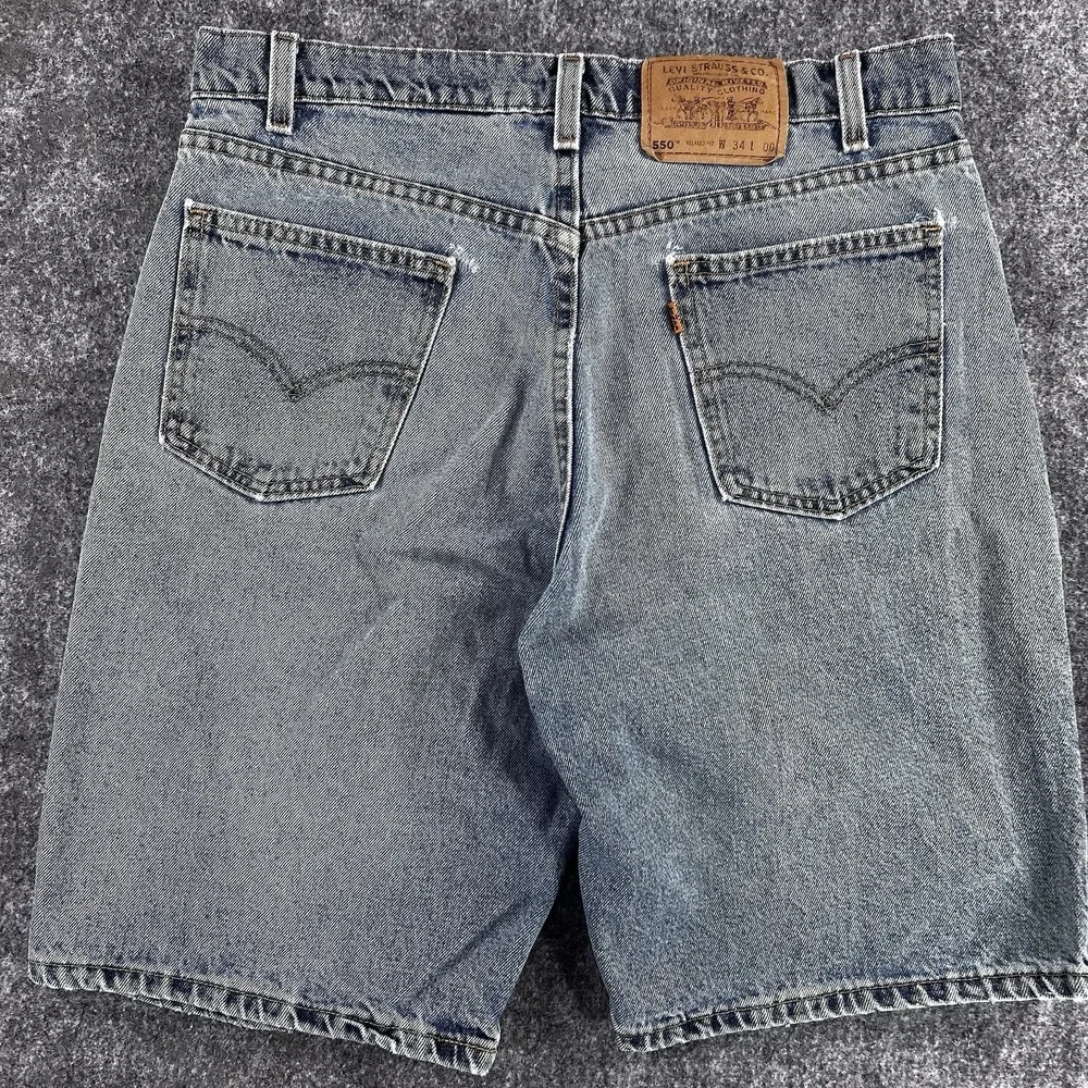 Vintage 90s Levi's 550 Size 34 Relaxed Fit Denim Blue Jeans Orange Tab Shorts